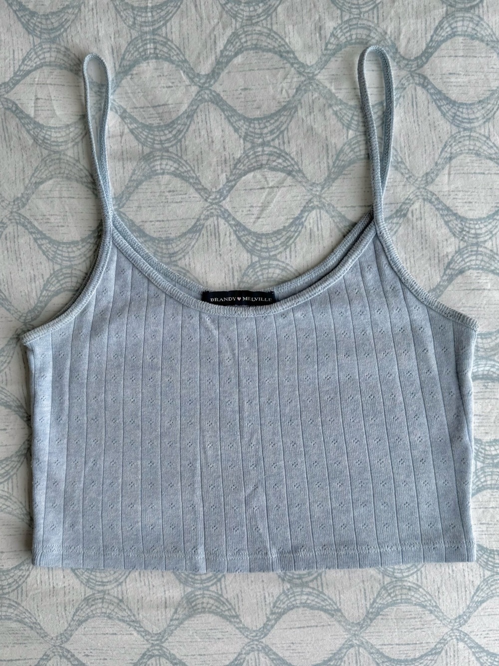 Brandy Melville Pale Blue Ribbed Cropped Cami